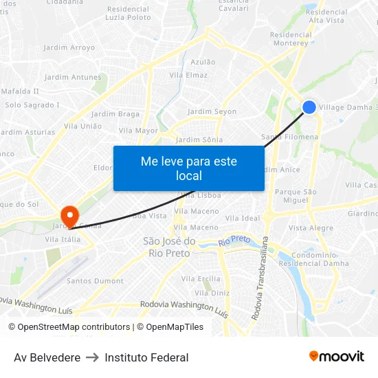 Av Belvedere to Instituto Federal map