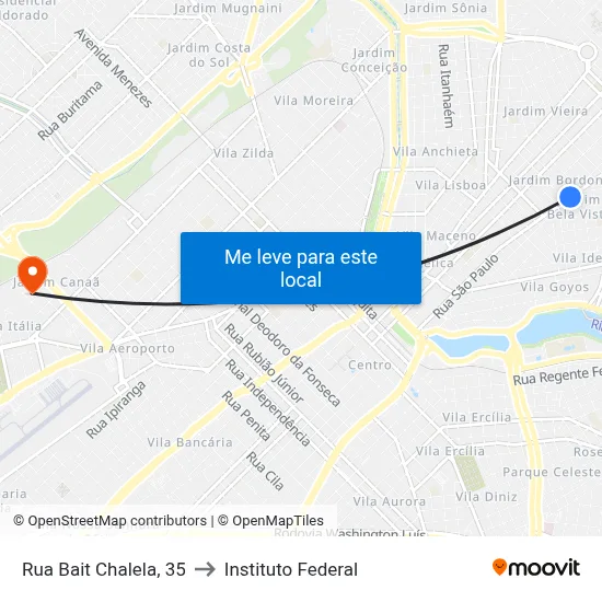 Rua Bait Chalela, 35 to Instituto Federal map