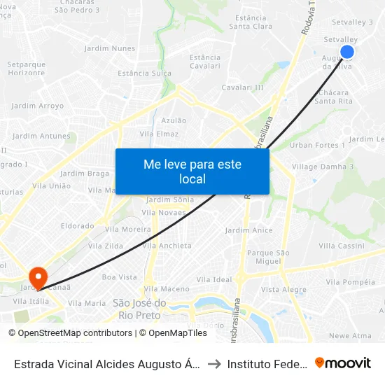 Estrada Vicinal Alcides Augusto Ávila to Instituto Federal map