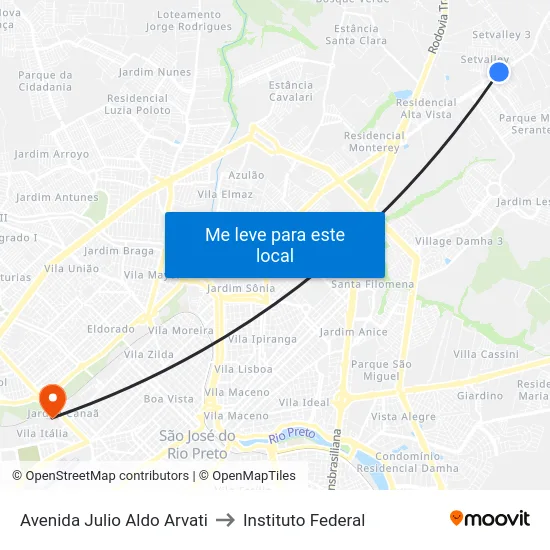 Avenida  Julio Aldo Arvati to Instituto Federal map