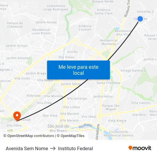 Avenida Sem Nome to Instituto Federal map