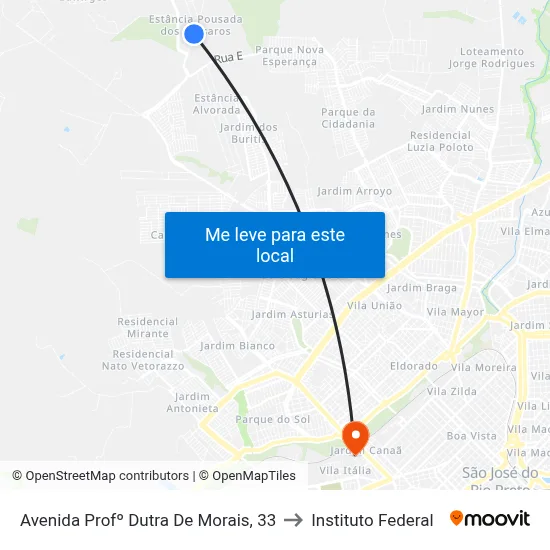 Avenida Profº Dutra De Morais, 33 to Instituto Federal map