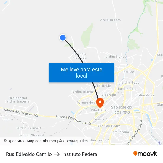 Rua Edivaldo Camilo to Instituto Federal map