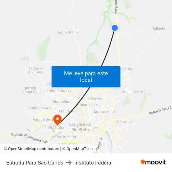 Estrada Para São Carlos to Instituto Federal map