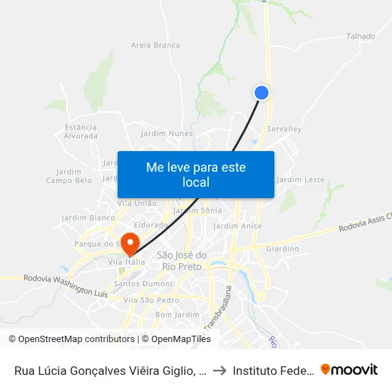 Rua Lúcia Gonçalves Viêira Giglio, 296 to Instituto Federal map