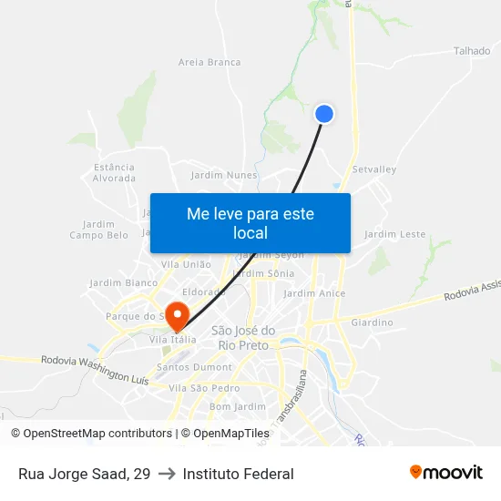 Rua Jorge Saad, 29 to Instituto Federal map