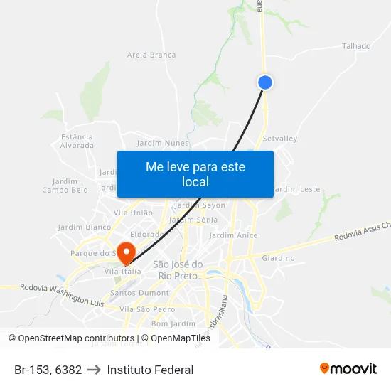 Br-153, 6382 to Instituto Federal map