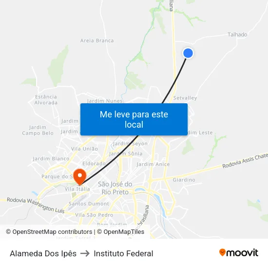 Alameda Dos Ipês to Instituto Federal map
