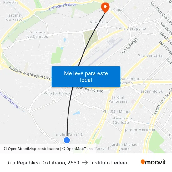 Rua República Do Líbano, 2550 to Instituto Federal map