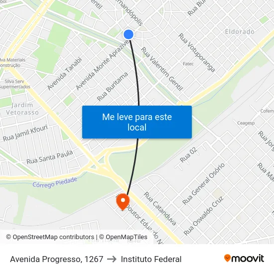 Avenida Progresso, 1267 to Instituto Federal map