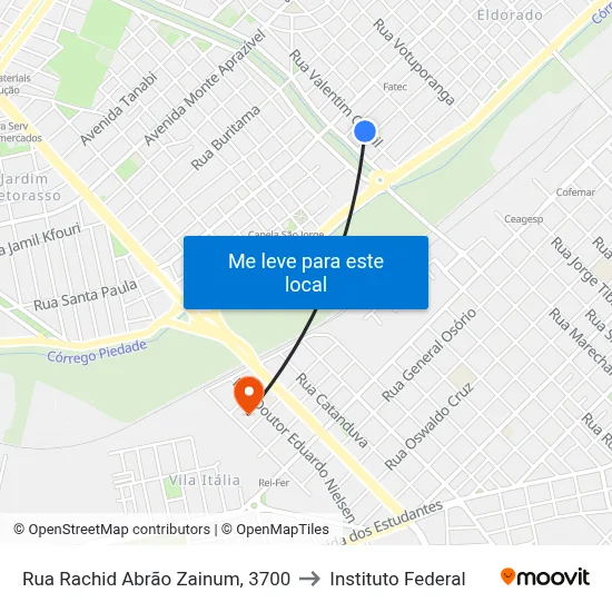 Rua Rachid Abrão Zainum, 3700 to Instituto Federal map