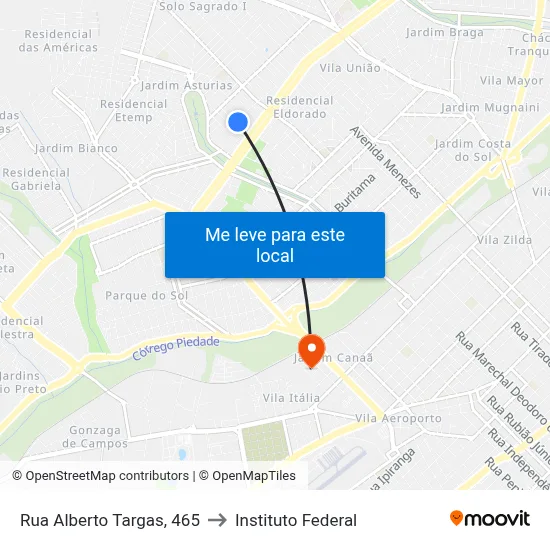 Rua Alberto Targas, 465 to Instituto Federal map