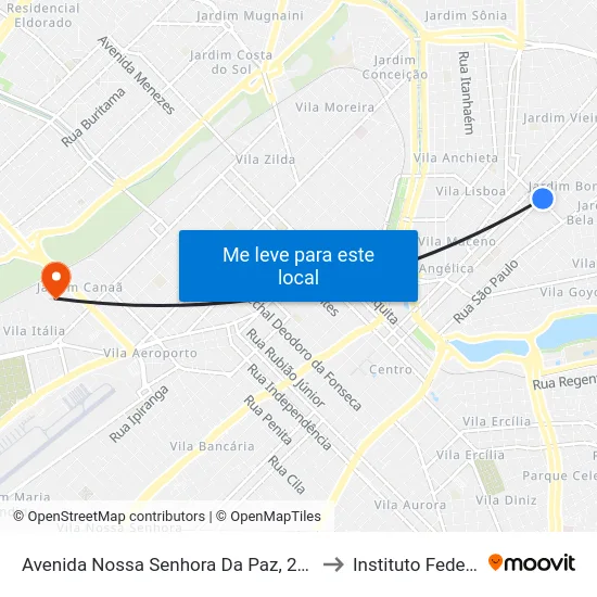 Avenida Nossa Senhora Da Paz, 2090 to Instituto Federal map