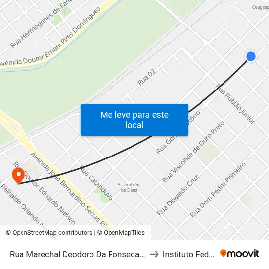 Rua Marechal Deodoro Da Fonseca, 1048 to Instituto Federal map
