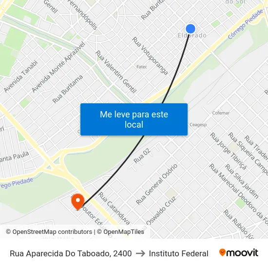 Rua Aparecida Do Taboado, 2400 to Instituto Federal map