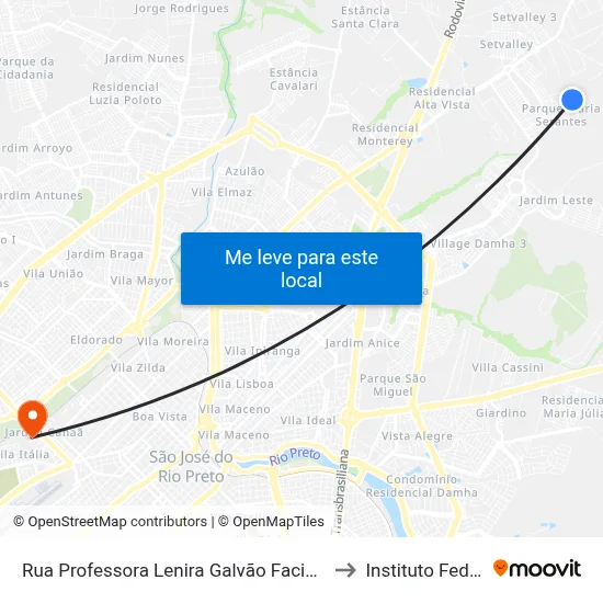 Rua Professora Lenira Galvão Facio, 1456 to Instituto Federal map
