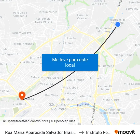 Rua Maria Aparecida Salvador Brasilino, 172 to Instituto Federal map