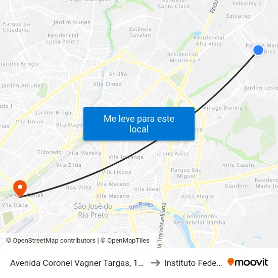 Avenida Coronel Vagner Targas, 1031 to Instituto Federal map