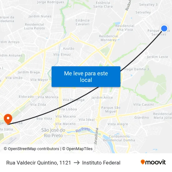 Rua Valdecir Quintino, 1121 to Instituto Federal map