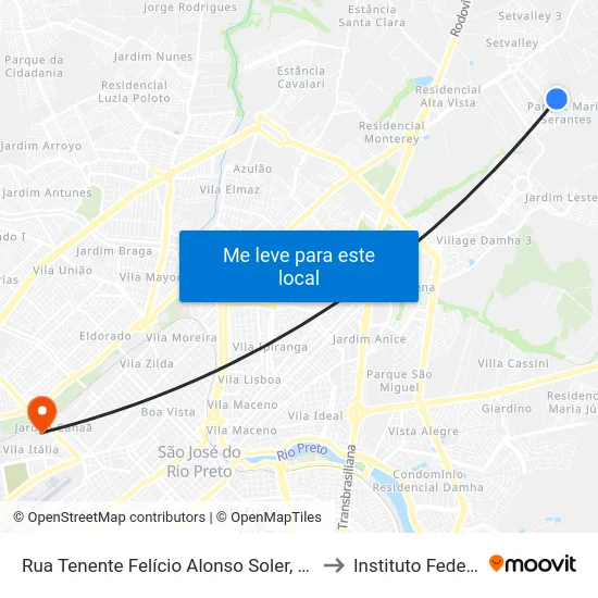 Rua Tenente Felício Alonso Soler, 857 to Instituto Federal map