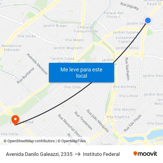 Avenida Danilo Galeazzi, 2335 to Instituto Federal map