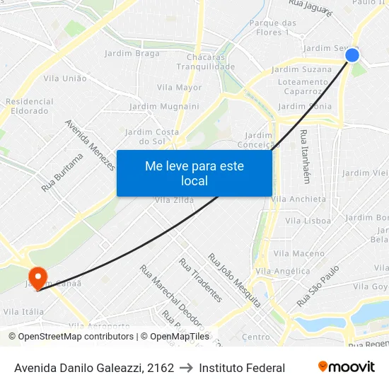 Avenida Danilo Galeazzi, 2162 to Instituto Federal map
