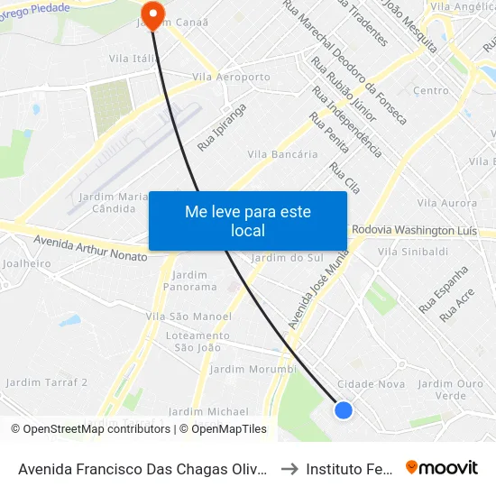 Avenida Francisco Das Chagas Oliveira, 2455 to Instituto Federal map