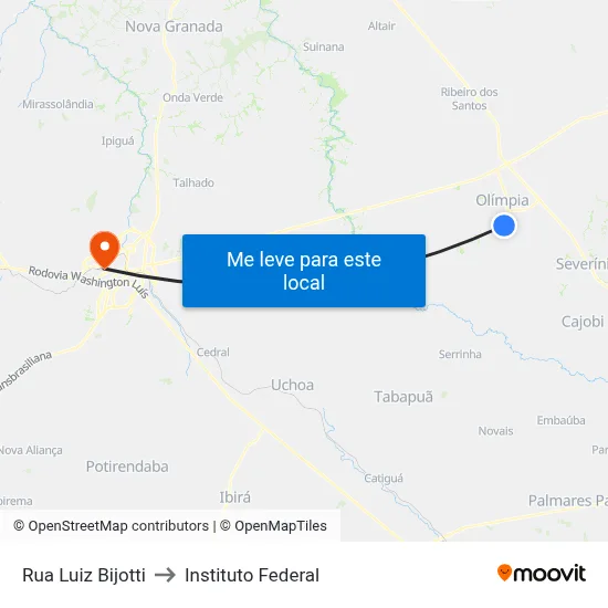 Rua Luiz Bijotti to Instituto Federal map