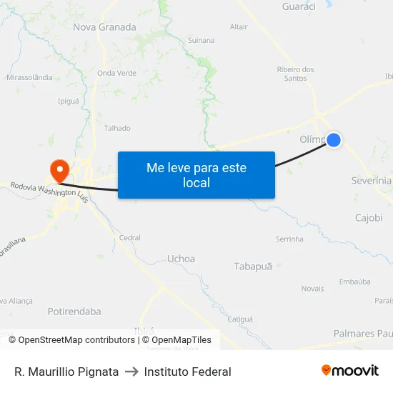 R. Maurillio Pignata to Instituto Federal map