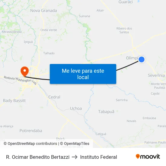 R. Ocimar Benedito Bertazzi to Instituto Federal map