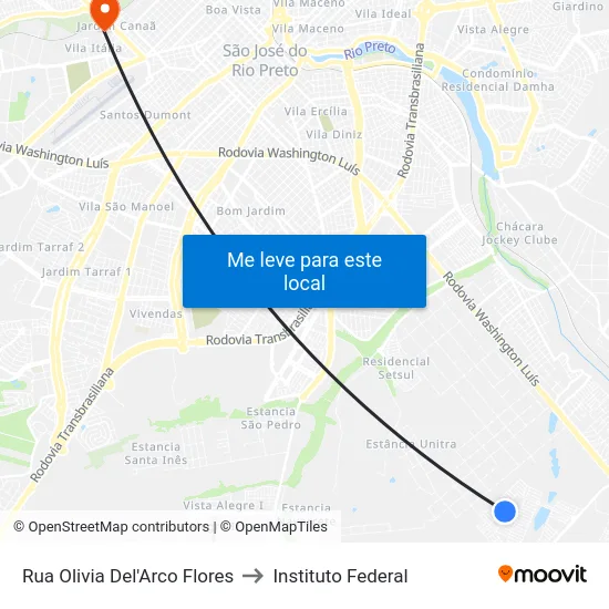 Rua Olivia Del'Arco Flores to Instituto Federal map