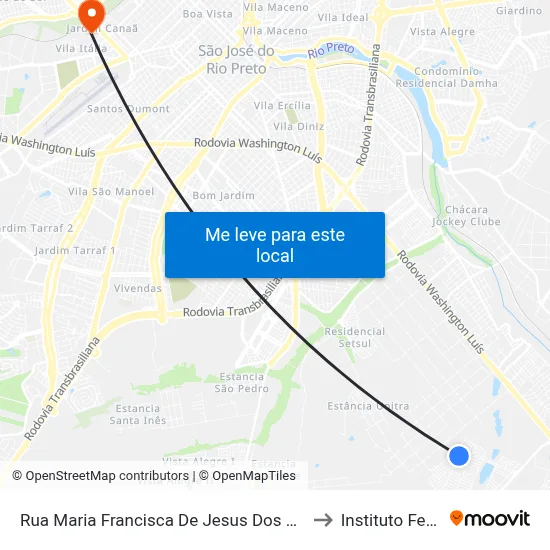 Rua Maria Francisca De Jesus Dos Santos, 50 to Instituto Federal map
