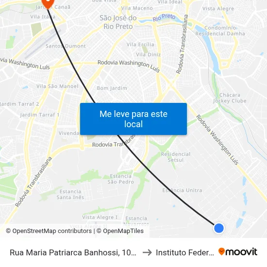 Rua Maria Patriarca Banhossi, 1052 to Instituto Federal map