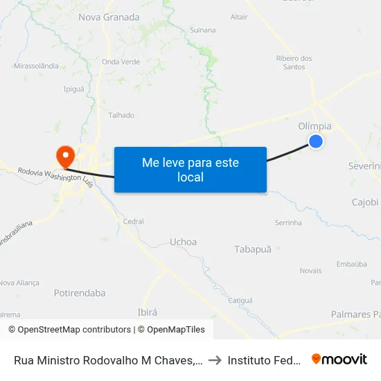 Rua Ministro Rodovalho M Chaves, 168 to Instituto Federal map