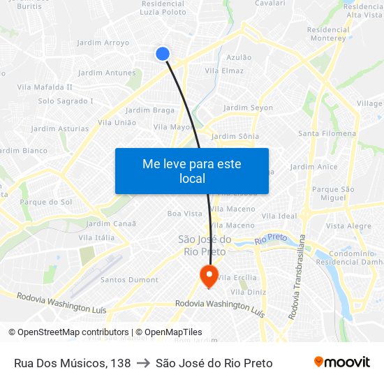 Rua Dos Músicos, 138 to São José do Rio Preto map