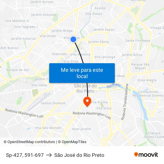 Sp-427, 591-697 to São José do Rio Preto map