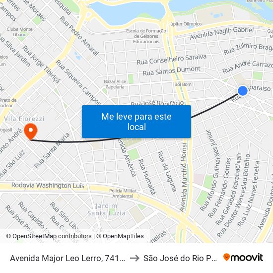 Avenida Major Leo Lerro, 741-783 to São José do Rio Preto map