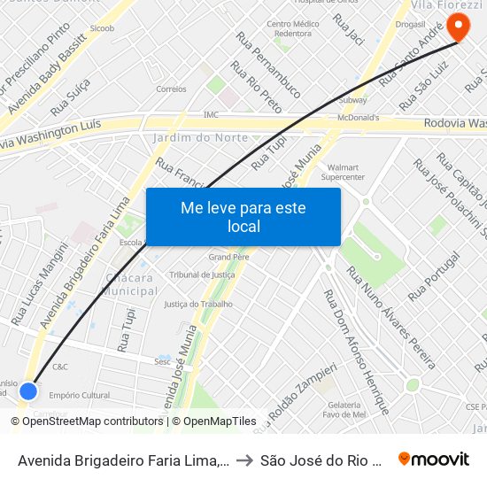 Avenida Brigadeiro Faria Lima, 6190 to São José do Rio Preto map