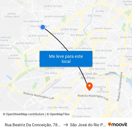 Rua Beatriz Da Conceição, 786-834 to São José do Rio Preto map