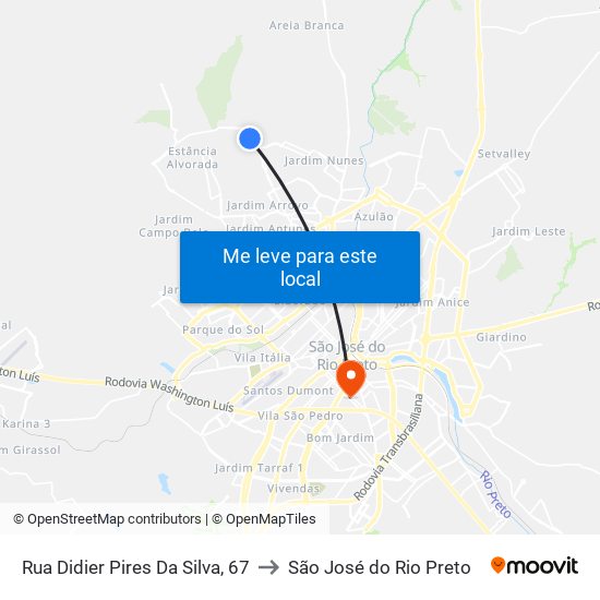 Rua Didier Pires Da Silva, 67 to São José do Rio Preto map