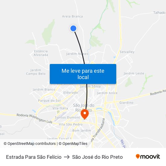 Estrada Para São Felício to São José do Rio Preto map