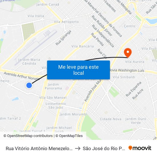 Rua Vitório Antônio Menezelo, 120 to São José do Rio Preto map