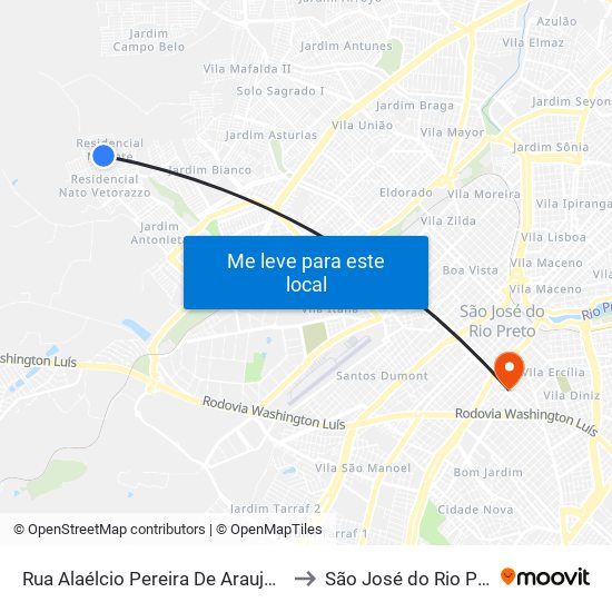 Rua Alaélcio Pereira De Araujo, 920 to São José do Rio Preto map