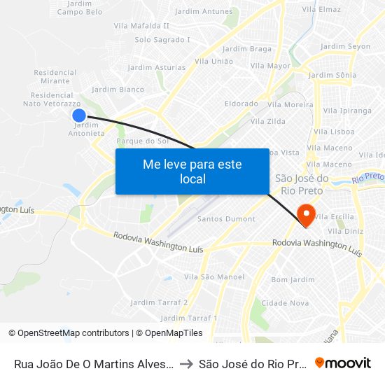 Rua João De O Martins Alves, 17 to São José do Rio Preto map