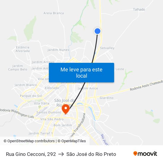 Rua Gino Cecconi, 292 to São José do Rio Preto map