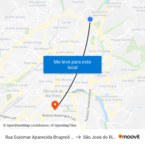 Rua Guiomar Aparecida Brugnoli Da Silva, 324 to São José do Rio Preto map