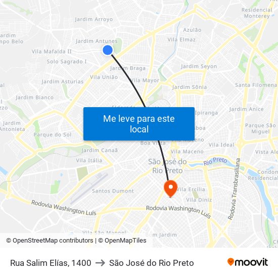 Rua Salim Elías, 1400 to São José do Rio Preto map