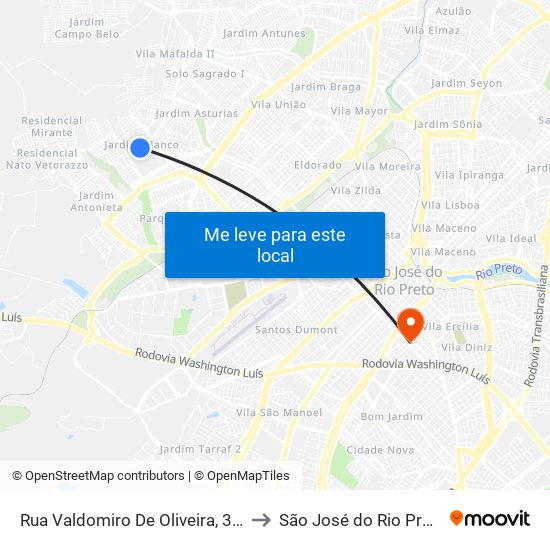 Rua Valdomiro De Oliveira, 300 to São José do Rio Preto map