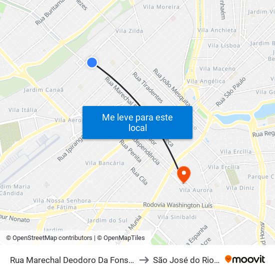 Rua Marechal Deodoro Da Fonseca, 1048 to São José do Rio Preto map