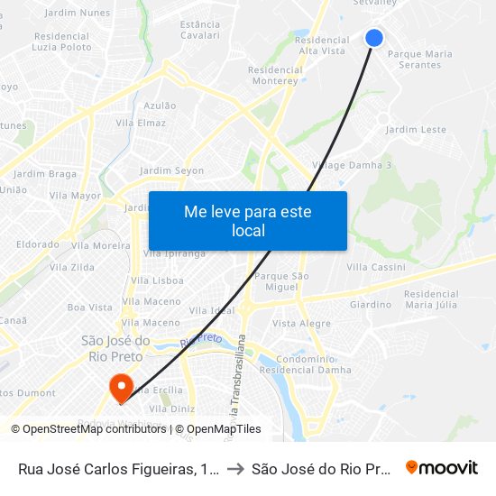 Rua José Carlos Figueiras, 120 to São José do Rio Preto map